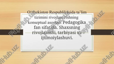 o‘zbekiston respublikasi ta’limni rivojlantirish — PPTX