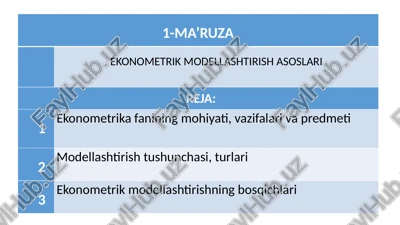 ekonometrik modellashtirish asoslari — PPTX