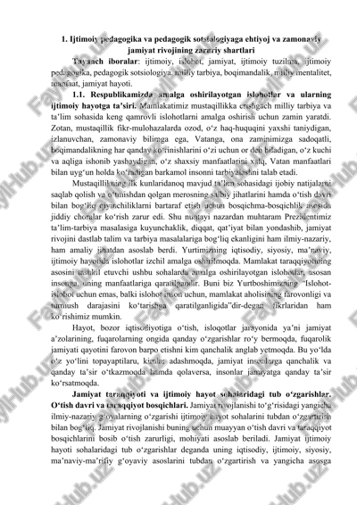mustaqillikning ilk kunlari va ta'lim sohasidagi ijobiy natijalar — DOCX