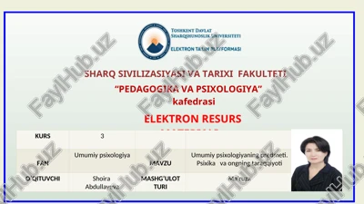 umumiy psixologiya — PPT