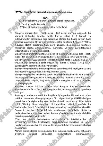 tibbiy biologiya — DOCX