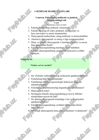 seminar mashg‘ulotlari — DOCX