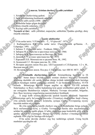 xristian cherkovi va salib yurishlari — DOCX