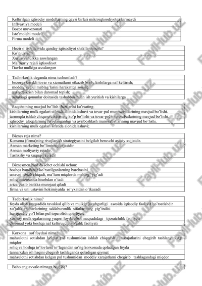 iqtisodiy modellarni tushunish — DOC