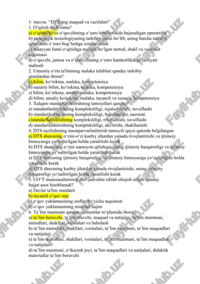 dtsning maqsad va vazifalari — DOCX