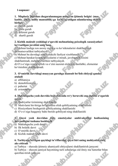 o‘quv muassasalarida psixologik xususiyatlari — DOCX