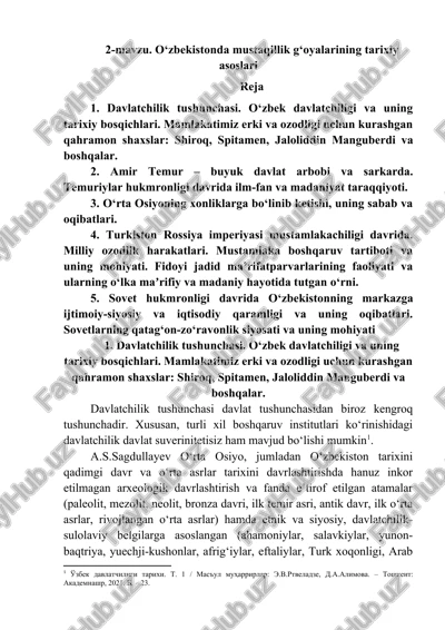 o‘zbekistonda mustaqillik g‘oyalarining tarixiy asoslari — DOCX