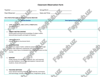 classroom observation form — DOC
