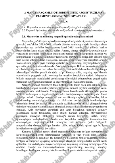 maynerlar va ularning raqamli iqtisodiyotdagi ahamiyati — DOCX