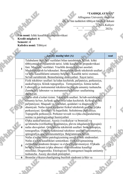 ichki kasalliklar propedevtikasi — DOCX