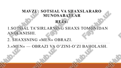 sotsial va shaxslararo munosabatlar — PPTX