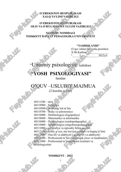 yosh psixologiyasi — DOC