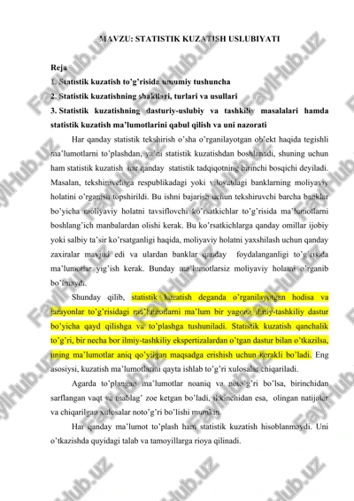 statistik kuzatish uslubiyati — DOCX