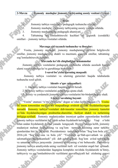 jismoniy mashqlar jismoniy tarbiyaning asosiy vositasi — DOCX