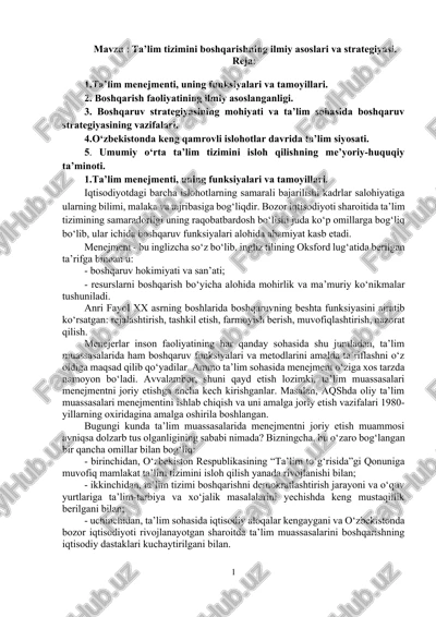 ta’lim tizimini boshqarishning ilmiy asoslari va strategiyasi — DOCX