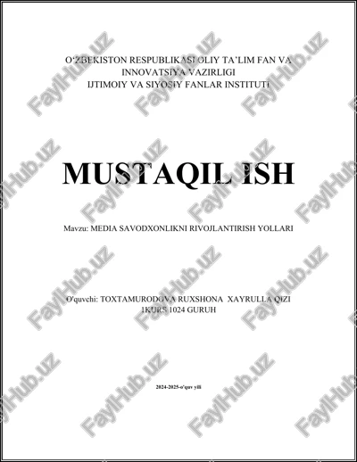 media savodxonlikni rivojlantirish yollari — DOCX