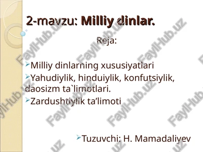 milliy dinlar — PPT