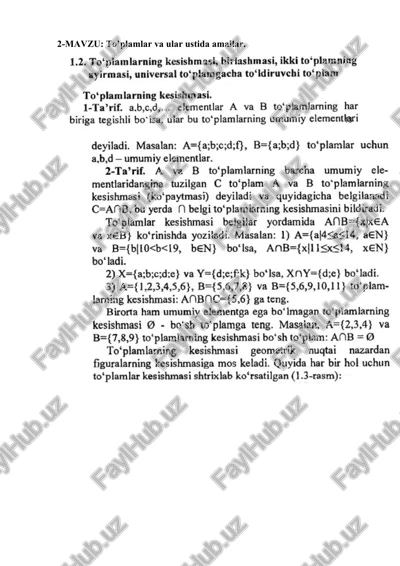 to’plamlar va ular ustida amallar — DOCX