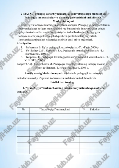 pedagog va tarbiyachilarning innovatsiyalarga munosabati — PPTX