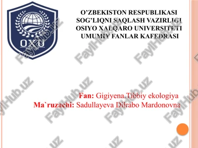 bolalar va o`smirlar gigiyenasining umumiy asoslari — PPTX
