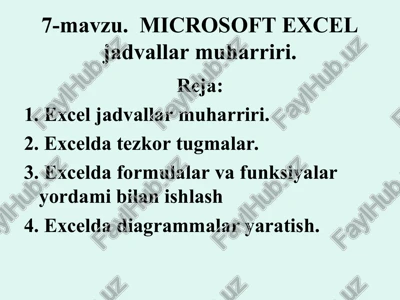 microsoft excel jadvallar muharriri — PPT
