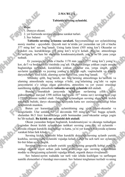 tabiatda suvning aylanishi — DOC