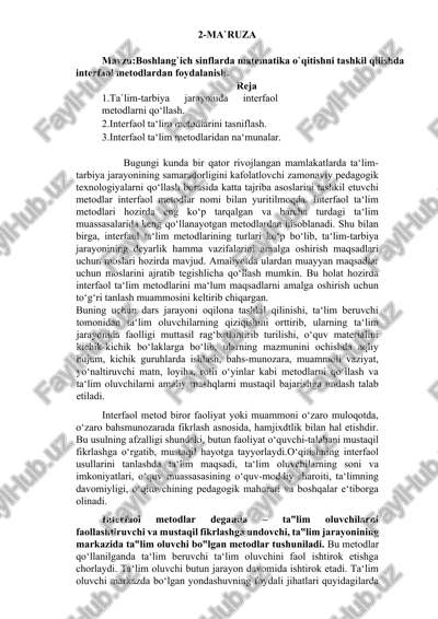 interfaol ta‘lim metodlari — DOCX