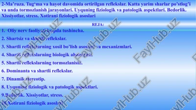 tug‘mavahayot davomida ortirilgan reflekslar — PPTX