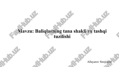 baliqlarning tanashakli va tashqit uzilishi — PPTX