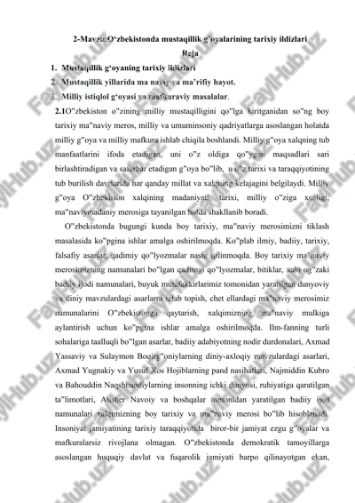 o‘zbekistonda mustaqillik g’oyalarining tarixiy ildizlari — DOCX