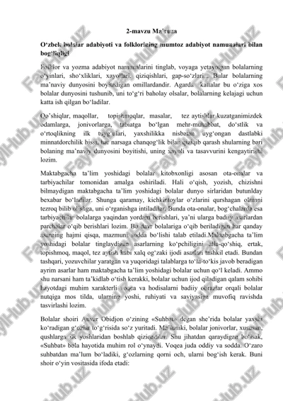 o‘zbek bolalar adabiyoti va folklori — DOCX