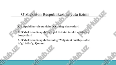 oʻzbekiston respublikasi valyuta tizimi — PPTX