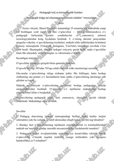 pedagogik imij va kompetentlik fanidan — DOCX