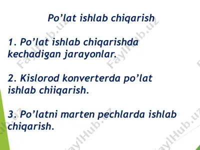 po'lat ishlab chiqarish — PPTX