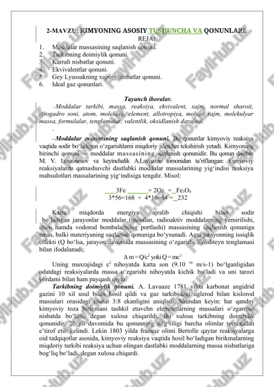 kimyoning asosiy tushuncha va qonunlari — DOC