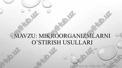 mikroorganizmlarnio’stirishusullari — PPTX