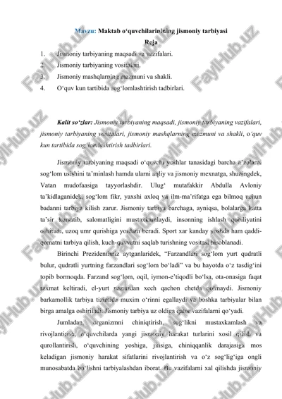 jismoniy tarbiyaning maqsadi va vazifalari — DOCX