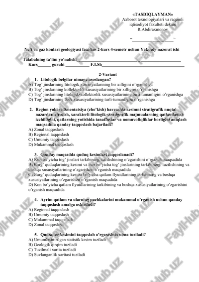 neft va gaz konlari geologiyasi — DOCX