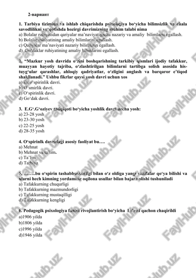 mazkur yosh davri uchun xos — DOCX