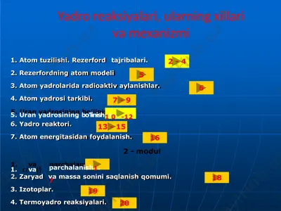 yadro reaksiyalari, ularning xillari va mexanizmi — PPTX