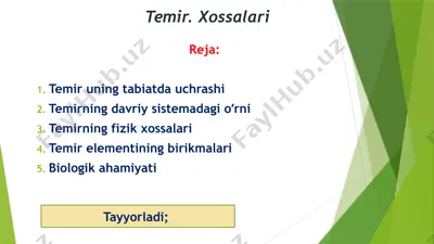 temir. xossalari — PPTX