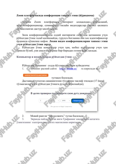 zoom platformasida konferentsiya tashkil etish (yo'riqnoma) — DOCX
