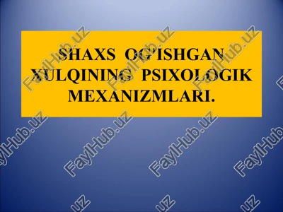shaxsog'ishgan xulqiningpsixologik mexanizmlari — PPT