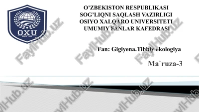 mehnat gigiyenasining umumiy asoslari va mehnatni muhofaza qilish — PPTX