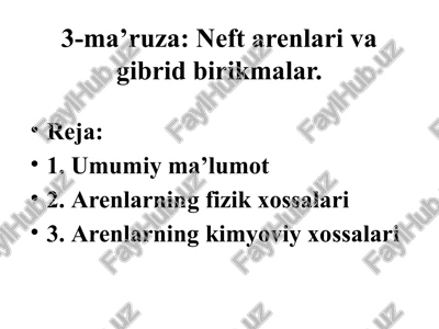 neftarenlar va ularning birikmalarining kimyoviy xossalari — PPTX