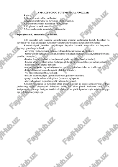 sopol (keramik) materiallar — DOCX