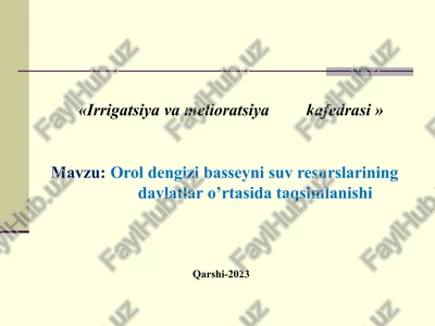 irrigatsiyavamelioratsiya kafedrasi — PPTX