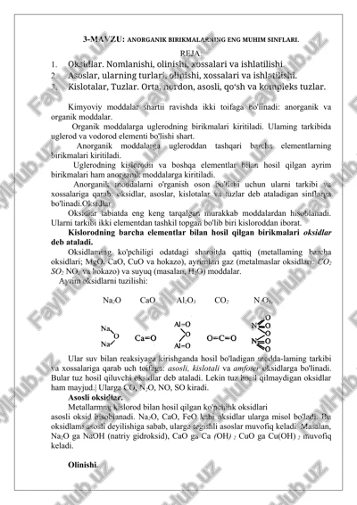 anorganik birikmalarning eng muhim sinflari — DOC