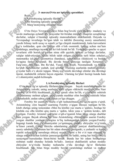 o‘rta asr iqtisodiy qarashlari — DOCX