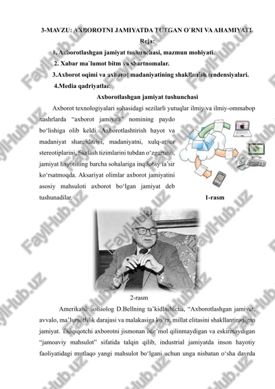 axborotni jamiyatda tutgan o`rni va ahamiyati — DOCX